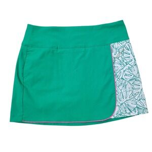 Lady Hagen Green Tropical Monstera Print Golf Skort XXL Pink Trim Wrap Front